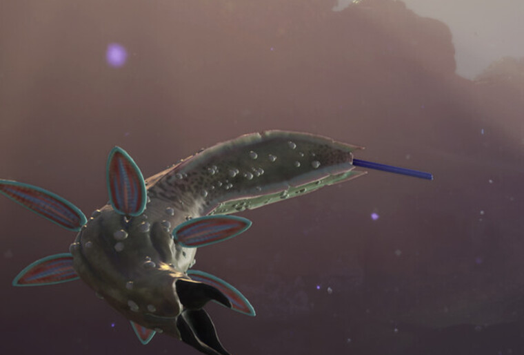 Subnautica 2 official screenshot showing a scanner view of alien fauna.