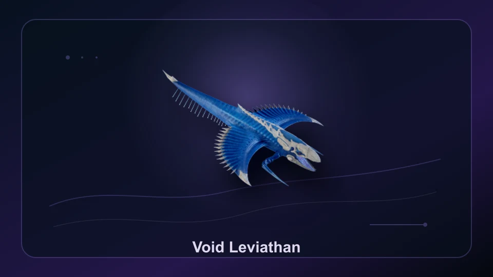 Subnautica 2 Void Leviathan creature render showing the boundary-threat leviathan profile.