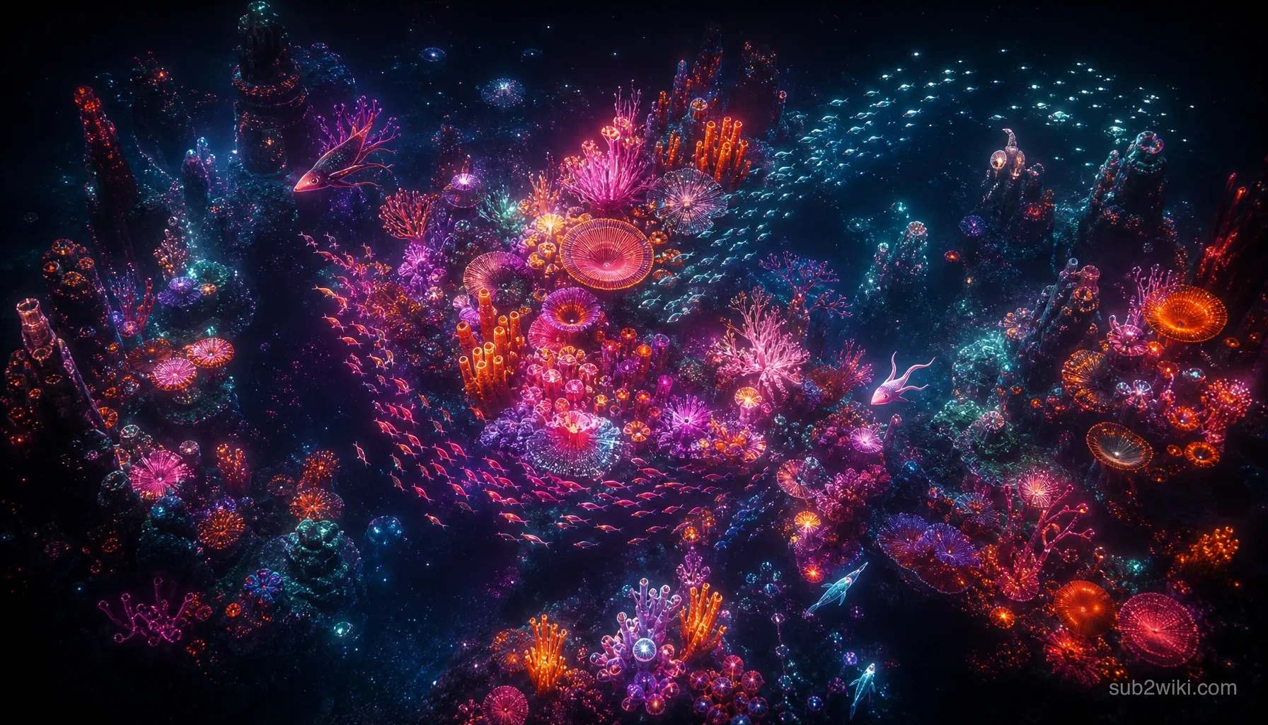 Glowing underwater route used for resource tracking.
